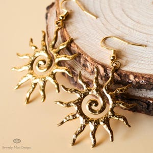 Sun Earrings Gold, Celestial Sun Earrings, Statement Sun Earrings, Bold Gold Earrings, Unique Gift For Her