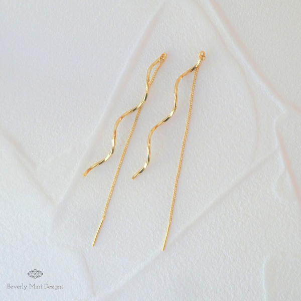 Twirl Earrings, Gold Drop Earrings, Gold Threader Earrings,925 earrings, Long Earrings, Gold Simple  Earrings Minimalist Prom Jewelry