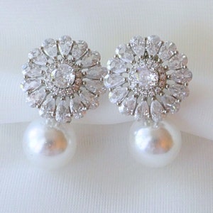 Vintage Earrings, Pearl Earrings, Drop Pearl earrings, Vintage Pearl , Silver Earrings,Retro Earrings , Earrings for wedding, Earrings Bride
