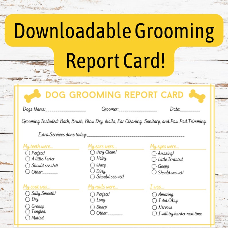 Printable Dog Grooming Report Card Yellow Etsy printable-dog-grooming-report-card-yellow-etsy