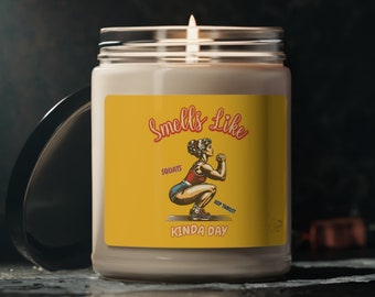 Vintage Smells Like Squats Hip Thrust Kinda Day Scented Soy Candle, Gym Friend Gift, Gym Gifts, Gym Lover Fitness gifts