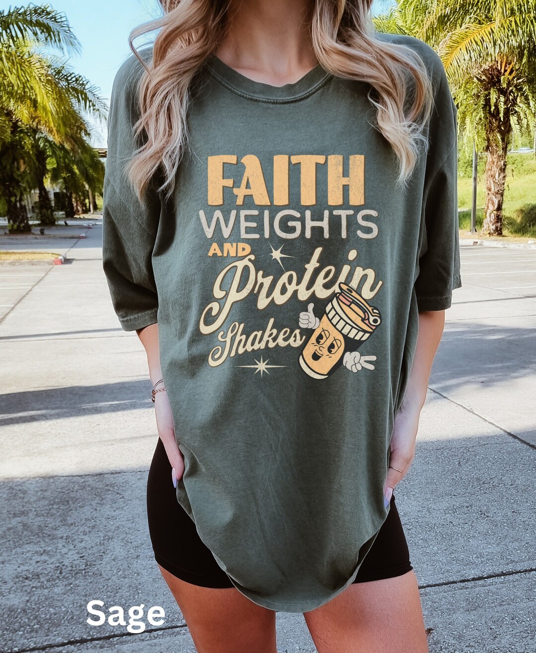 Comfort Colors Faith Weights and Protein Shakes Shirt, Pump Cover Shirt ...