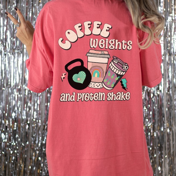 Coffee Weight Protein Shake Shirt, Coffee Lovers Tee, pump cover, Lifting Shirt, Gifts for her, Workout shirt and outfit, Retro gym tshirt