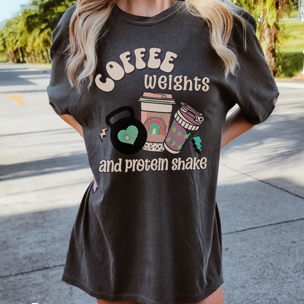 Coffee Weight Protein Shake Shirt, Coffee Lovers Tee, pump cover, Lifting Shirt, Gifts for her, Workout shirt and outfit, Retro gym shirt