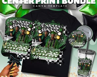 Green Black Gold Graduation Shirt Template: Last Lap Center Print Bundle (Digital Download)