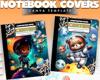 Editable Composition Notebook Cover Templates: Back to School Canva Designs (Digital Download)