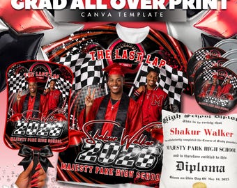 Plantilla de camiseta roja de graduación: Impresión 3D completa (descarga digital)