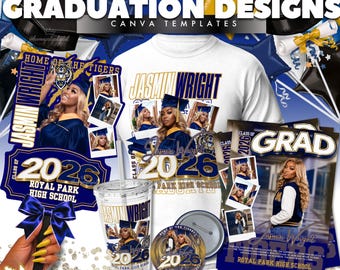 Conjunto de Camisa e Convite de Formatura Azul Marinho | Modelo Canva (Download Digital)