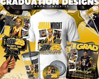 2026 Graduation Shirt & Announcement Bundle | Canva Template (Digital Download)