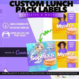 Modello di pranzo combinato personalizzato / Modello di pacchetto pranzo Canva modificabile / Set di pasti per bambini stampabile personalizzato / Design di pacchetto snack digitale + mockup