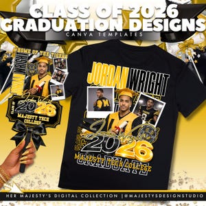 Conjunto de camiseta y anuncio de graduación 2026 / Plantilla de Canva (descarga digital) imagen 2