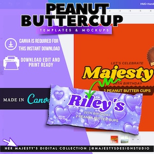 Peanut Butter Cup Wrapper Template: Editable Candy Favor, Birthday Party (Instant Download)