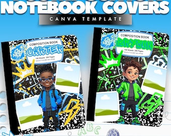 Editable Composition Notebook Cover Templates: Back to School (Digital Download)