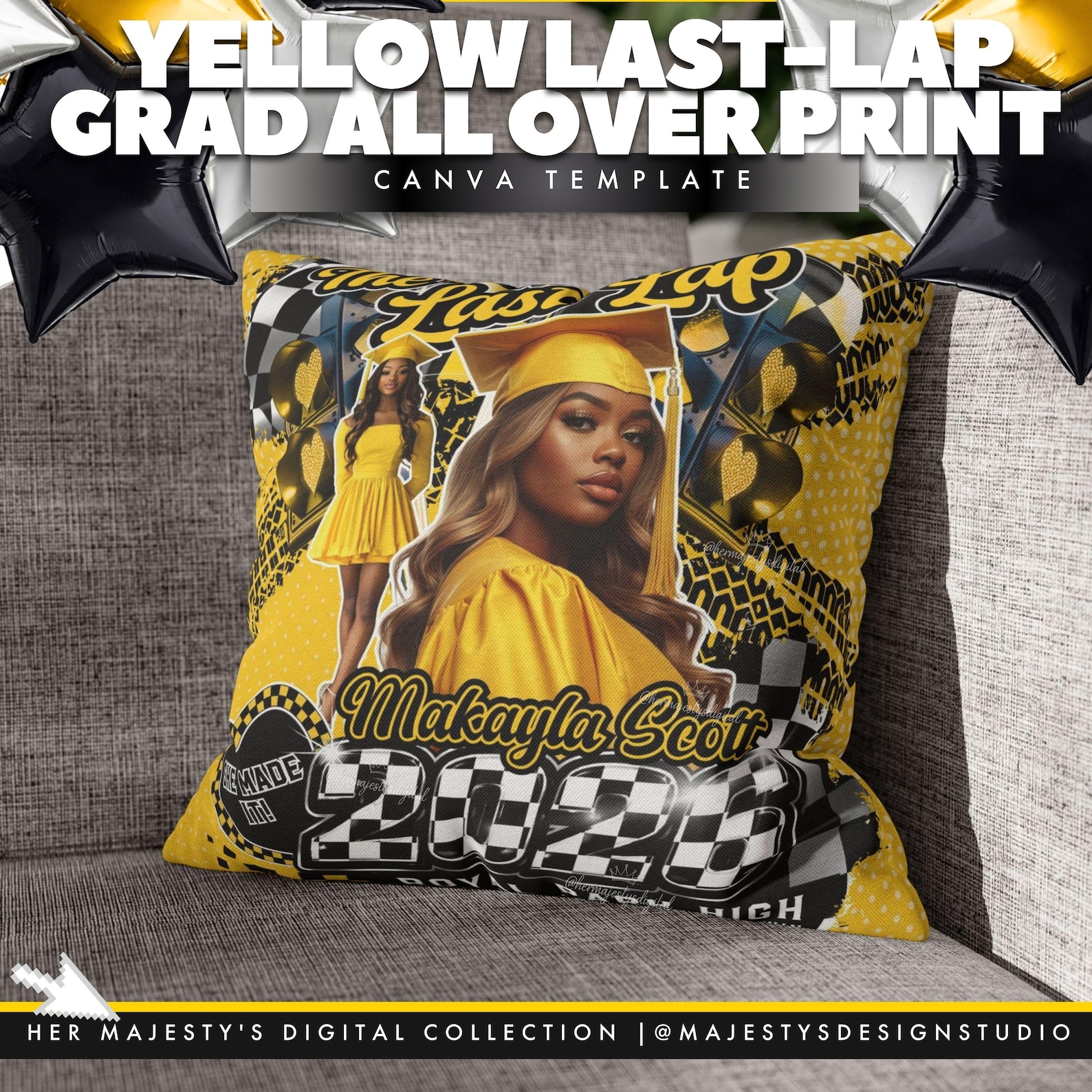 Yellow Last Lap Graduation Shirt Template: 3D All-over Print (digital ...