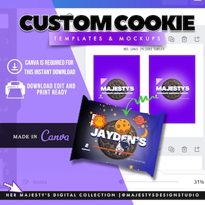 Editable Canva Cookie Wrapper Template: DIY Party Favor, Treat Label (Digital Download)