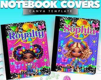 Editable Composition Notebook Cover Templates: Back to School Canva Designs (Digital Download