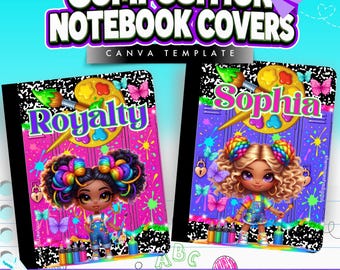 Editable Composition Notebook Cover Templates: Back to School Canva Designs (Digital Download
