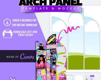 Hobby Lobby Wood Arched Panel Backdrop Stand Template Editable | Canva Mockup | Drap & Drop Frames |