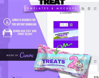 Editable Marshmallow Treat Wrapper Template: DIY Party Favor Design (Digital Download)