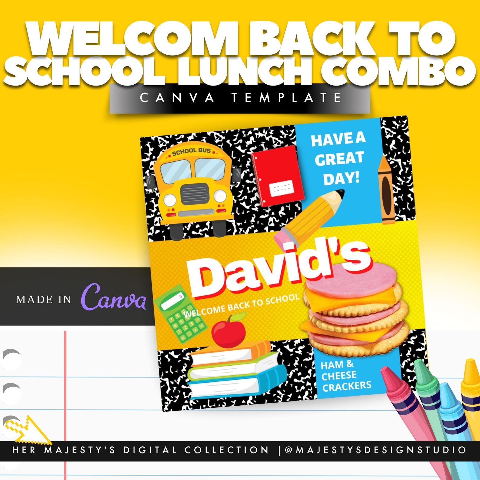 Editable Back to School Lunchbox Labels: Canva Template (digital ...