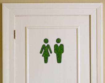 WC Schild Moos "Business" | Mann und Frau | Gäste WC | Toiletten Piktogramm | Toilettenschild gefüllt mit Islandmoos