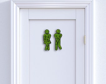 Toilet sign moss "Funny" | Man and woman | Guest toilet | Toilet pictogram | Toilet sign filled with reindeer moss