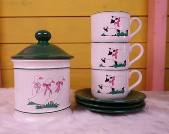 Rare Vintage Hornsea Pottery Farmyard Collection Set of Three Cups & Pot