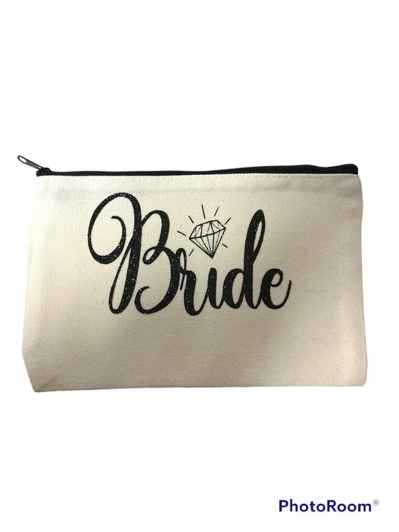 Bride Makeup Bag - Bride Cosmetic Bag - Bride Travel Gift Bag Bride Bachelorette Gift Bags Bridal Shower Gift Ideas