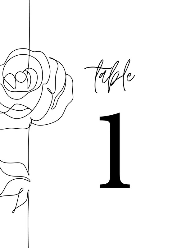 Black and White Elegant Floral Table Numbers
