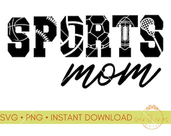 Sportmamma SVG | Sportmamma PNG | Cricut | Fotbollsmamma svg | Volleybollmamma svg | Basketmamma svg | Basebollmamma svg |