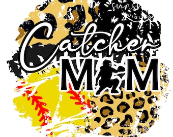 Catcher Mom Digital Design | Catcher Mom SVG | Softball Mom SVG | Leopard Print Softball Mom SVG | Softball Catcher Mom Sublimation |
