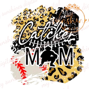 Baseball Catcher Mom Digital Design | Baseball Catcher Mom Leopard Print Design | Baseball Mom SVG | Catcher Mom Leopard SVG |Mom Gift