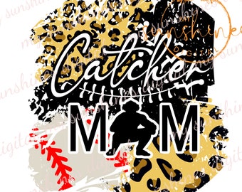 Baseball Catcher Mom Digital Design | Baseball Catcher Mom Leopard Print Design | Baseball Mom SVG | Catcher Mom Leopard SVG |Mom Gift