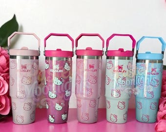 Personalized Light Pink Kitty Cup 30oz Portable Car Mug Travel Coffee Cup Student Cute Gift Tumbler | limited edition | cat | custom gift