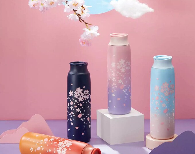 Japanese Style Sakura Portable Thermos Insulated Cup 304 Stainless