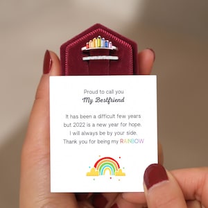 Sterlingzilver S925 Cadeaubon personaliseren |  Beste vriend | Verstelbare regenboogring| Vriendschapsring statementring Beste cadeau, trotsmaand