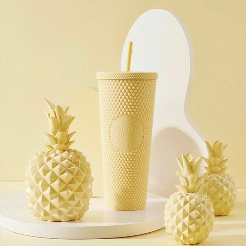 starbucks butter yellow studded tumbler