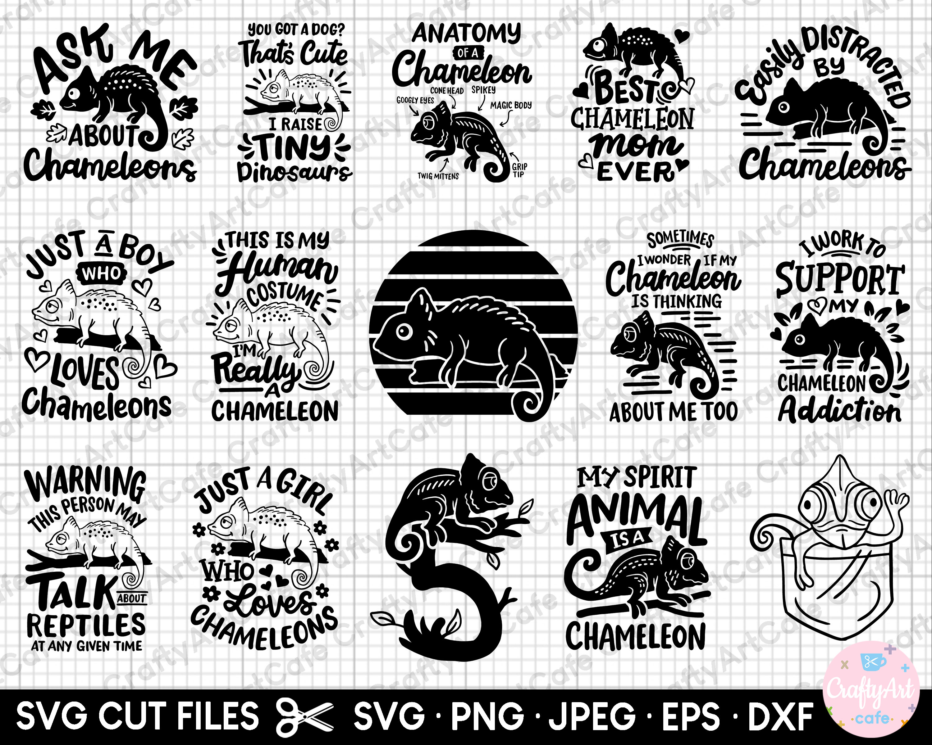 Chameleon Svg Bundle Cricut Shirt Chameleon Png Bundle Eps Dxf Jpeg ...