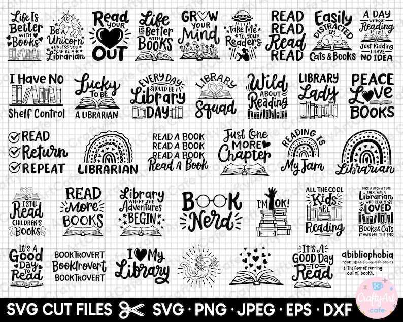 Librarian Svg Bundle Cricut Cut File Shirt Librarian Png Bundle Eps Dxf ...