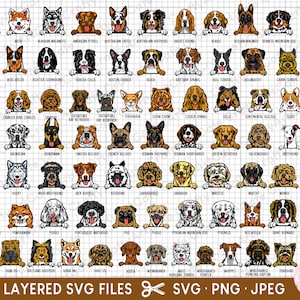 perro mirando svg png paquete cricut archivos de máquina de corte uso comercial pastor alemán pastor australiano perro de ganado golden retriever pug husky