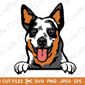 Australian Cattle Dog Peeking Smiling SVG Cut File for Cricut png / jpeg / eps / dxf