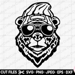 bear sunglasses beanie svg bear winter sport svg png bear snowboard ski svg png clipart commercial use cut file cricut