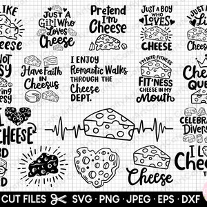 queso svg paquete cricut archivos de corte uso comercial queso png paquete queso camisa diseño amante del queso svg png eps dxf jpg jpeg vector clipart