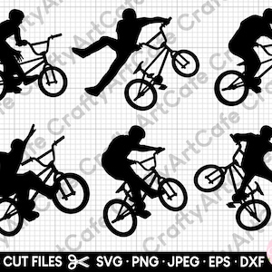Bmx svg bundle ensemble silhouettes bmx svg png clipart couper des fichiers