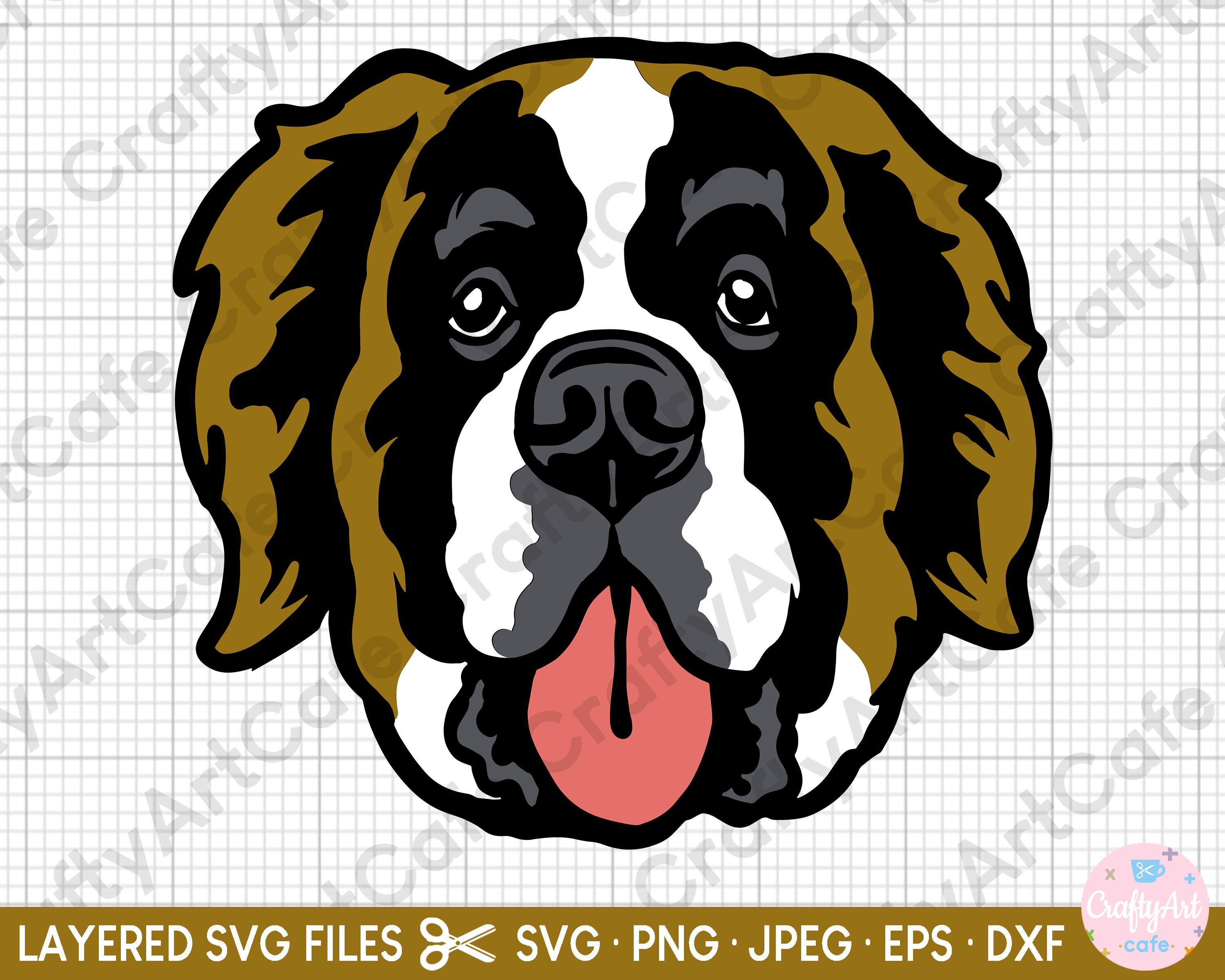 Saint Bernard Head Clip Art Svg Cut File - Etsy