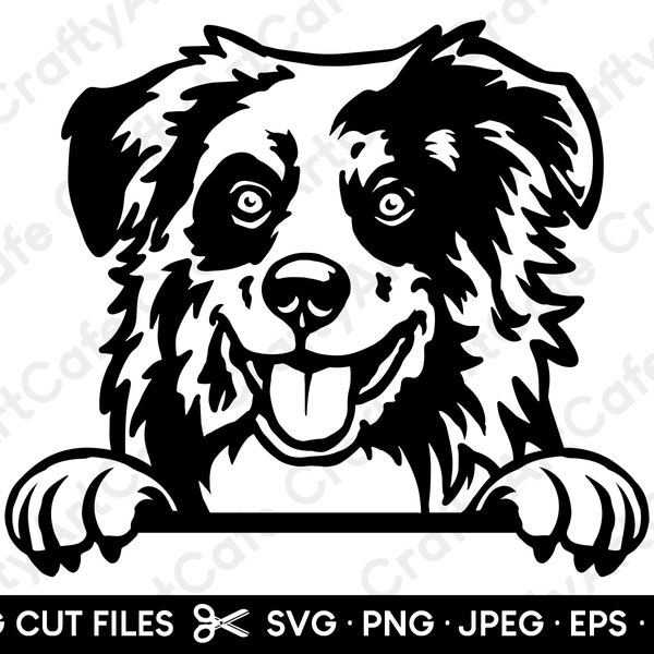 Australian Shepherd Peeking Silhouette Aussie Peeeking SVG Cricut File svg / png / dxf / eps