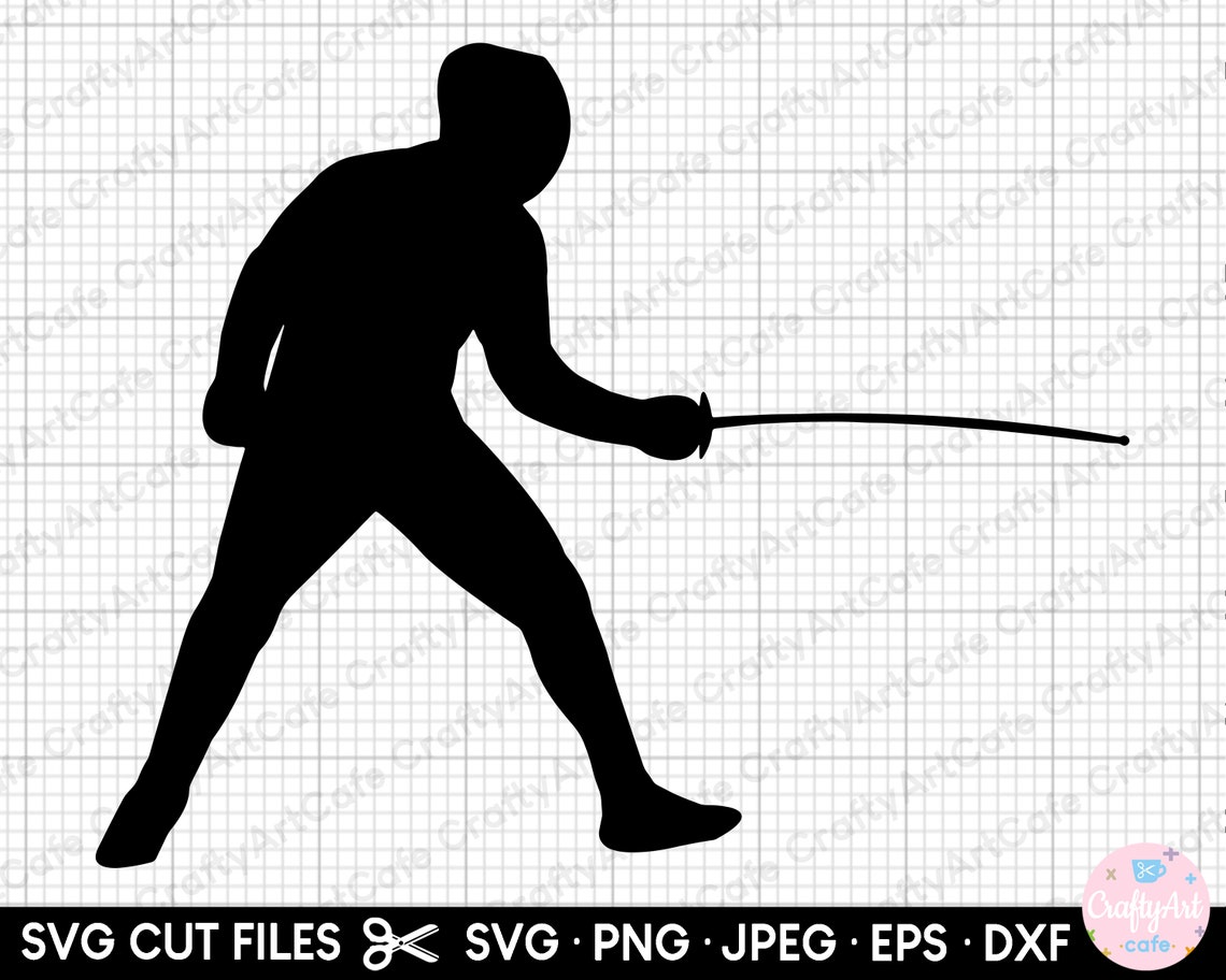 Fencing Silhouette Fencer Silhouette Fencing Clipart Fencing Etsy