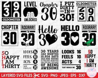 30th birthday svg 30 years old svg 30th birthday png 30th birthday svg bundle cricut