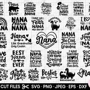 Bundle svg grand-maman png fichier coupé cricut lot de conception de chemise grand-mère grand-mère grand-mère gratuit usage commercial eps dxf jpg jpeg