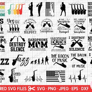 saxofoon svg bundel cricut knippen bestand snijden bestand saxofoon png saxofoon eps dxf jpeg jpg commercieel gebruik